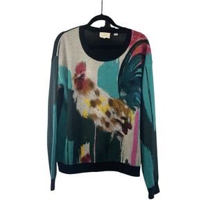 Anthropologie Farm Animal Pullover Chicken by Lauren Carlson Walcott Size XL